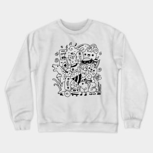 black and white doodle art Crewneck Sweatshirt